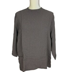 Emmelle Blouse Top Women's XL XXL Short Sleeve Shirt Black Cream Dot Office Work